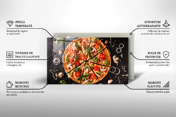 Herdabdeckplatte glas Pizza mit Pilzen