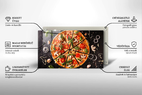 Herdabdeckplatte glas Pizza mit Pilzen