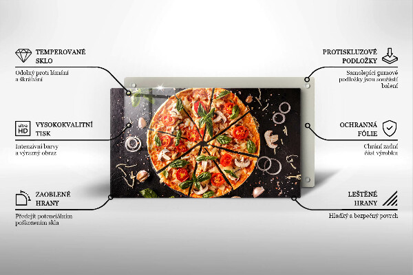 Herdabdeckplatte glas Pizza mit Pilzen