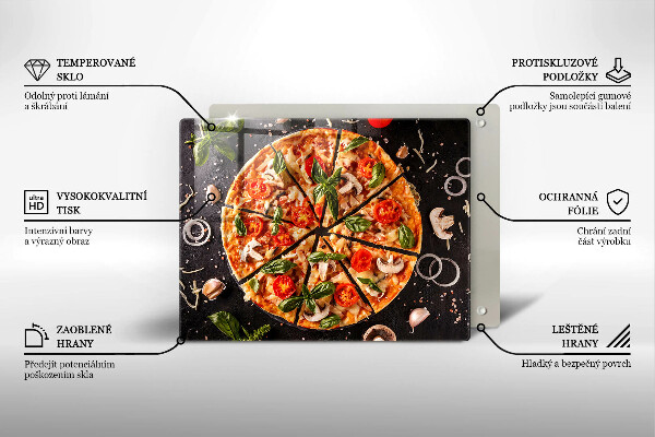 Herdabdeckplatte glas Pizza mit Pilzen