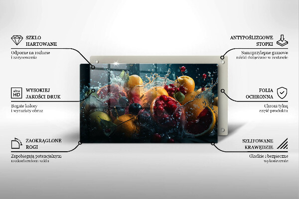 Herdabdeckplatte glas Früchte im Wasser