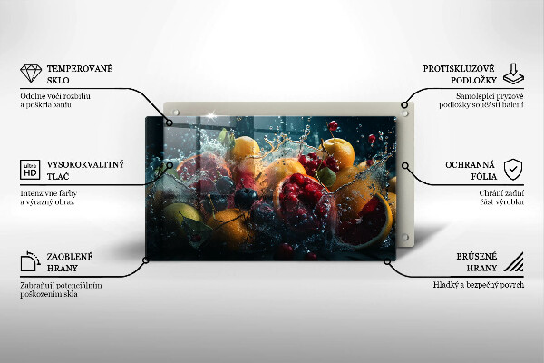 Herdabdeckplatte glas Früchte im Wasser