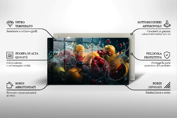 Herdabdeckplatte glas Früchte im Wasser