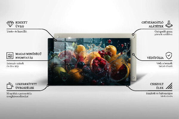 Herdabdeckplatte glas Früchte im Wasser