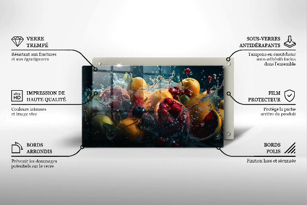 Herdabdeckplatte glas Früchte im Wasser