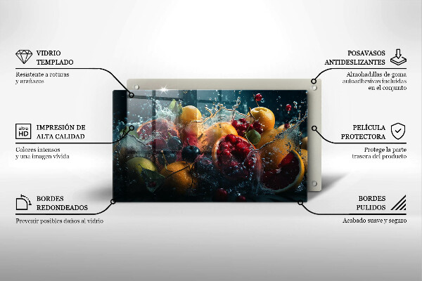 Herdabdeckplatte glas Früchte im Wasser