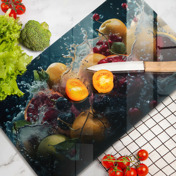 Herdabdeckplatte glas Früchte im Wasser