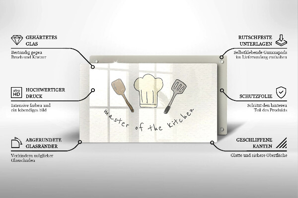 Herdabdeckplatte glas Master of the Kitchen