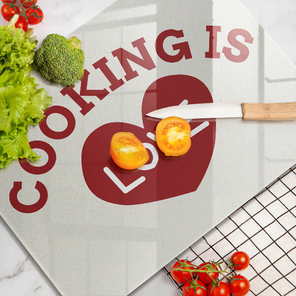 Herdabdeckplatte glas Cooking is love