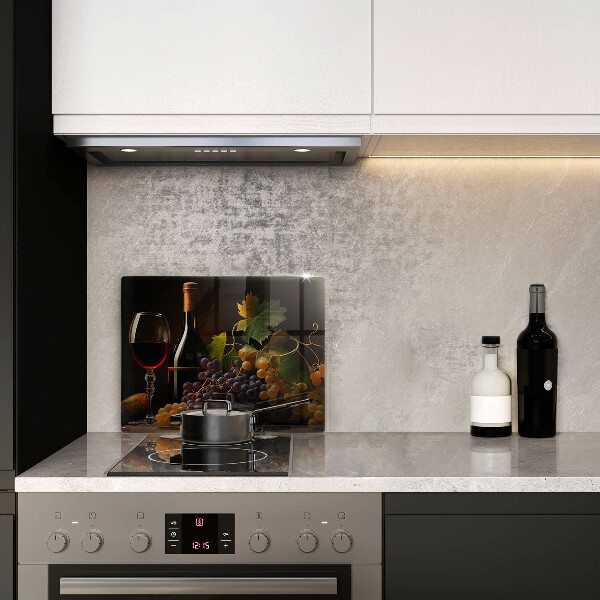 Herdabdeckplatte glas Glas Wein und Trauben