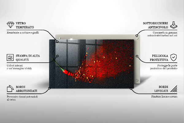 Herdabdeckplatte glas Chilischote