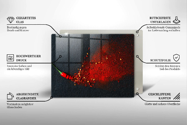 Herdabdeckplatte glas Chilischote