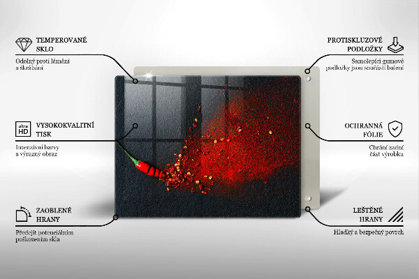 Herdabdeckplatte glas Chilischote