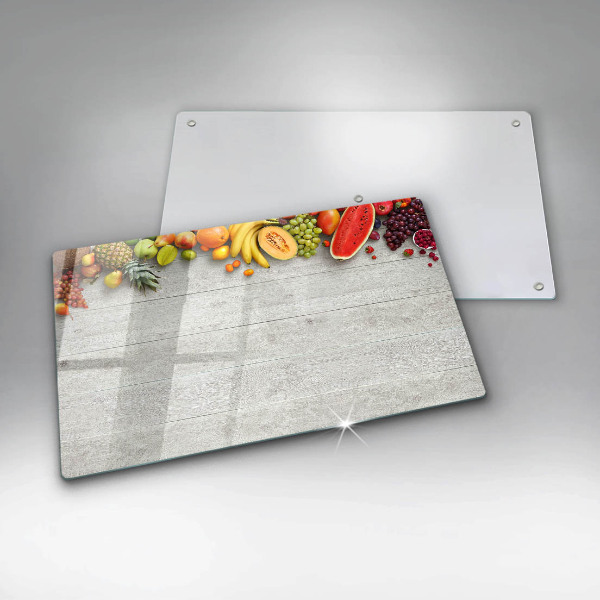 Herdabdeckplatte glas Früchte auf Brettern
