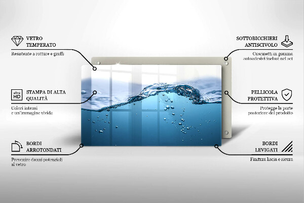 Herdabdeckplatte glas Blaues Wasser