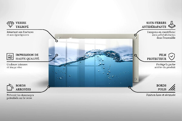 Herdabdeckplatte glas Blaues Wasser