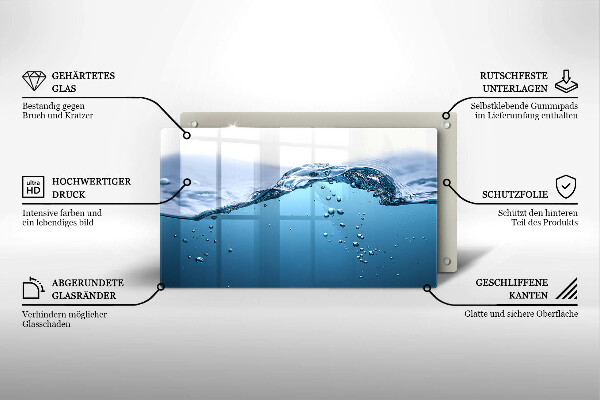 Herdabdeckplatte glas Blaues Wasser