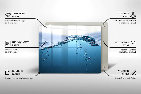 Herdabdeckplatte glas Blaues Wasser