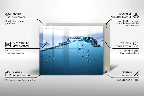 Herdabdeckplatte glas Blaues Wasser