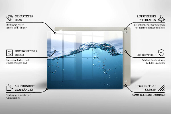 Herdabdeckplatte glas Blaues Wasser