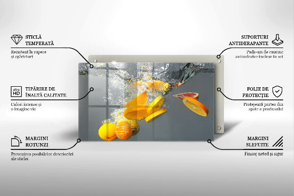 Herdabdeckplatte glas Zitronen im Wasser