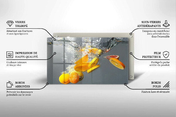 Herdabdeckplatte glas Zitronen im Wasser