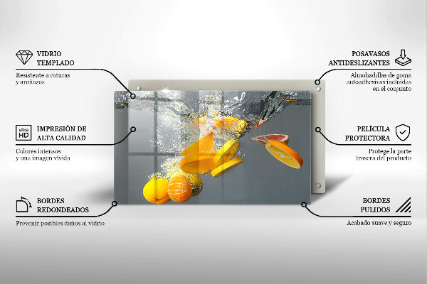 Herdabdeckplatte glas Zitronen im Wasser