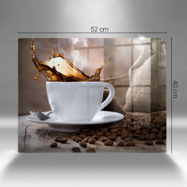 Herdabdeckplatte glas Tasse und Kaffeebohnen
