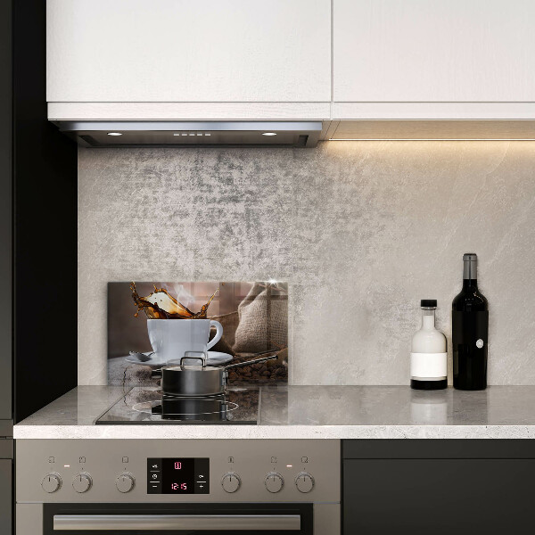 Herdabdeckplatte glas Tasse und Kaffeebohnen