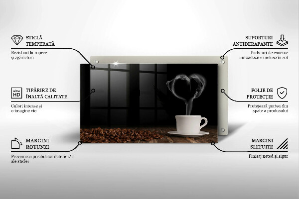 Herdabdeckplatte glas Kaffeetasse-Herz