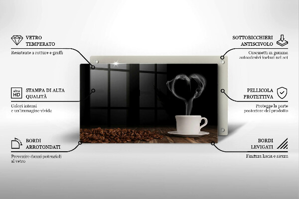 Herdabdeckplatte glas Kaffeetasse-Herz