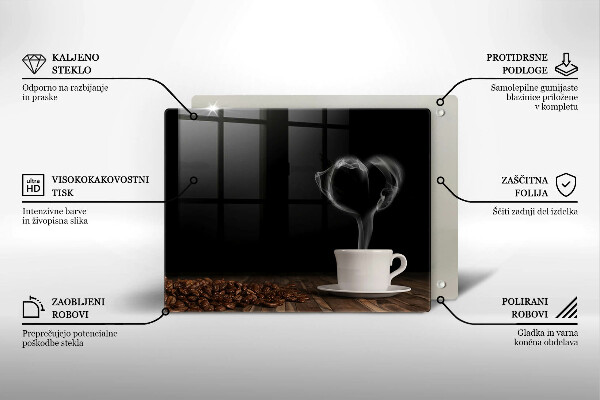 Herdabdeckplatte glas Kaffeetasse-Herz