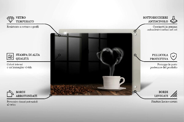 Herdabdeckplatte glas Kaffeetasse-Herz