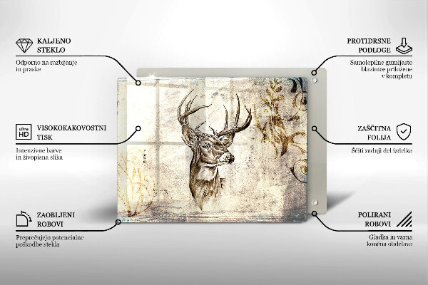 Herdabdeckplatte glas Hirsch-Tierillustration
