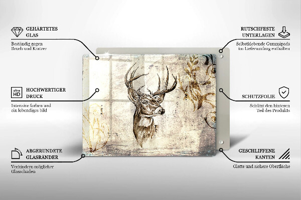 Herdabdeckplatte glas Hirsch-Tierillustration
