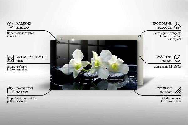 Herdabdeckplatte glas Weiße Blumen in Zen-Wasser