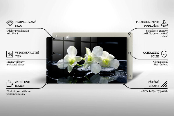 Herdabdeckplatte glas Weiße Blumen in Zen-Wasser