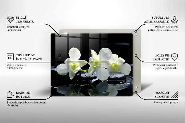 Herdabdeckplatte glas Weiße Blumen in Zen-Wasser