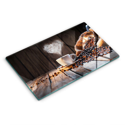 Herdabdeckplatte glas Kaffeetasse und Herz