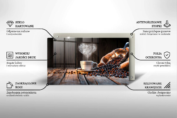 Herdabdeckplatte glas Kaffeetasse und Herz