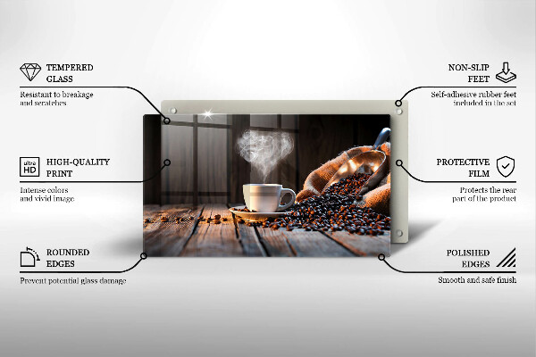 Herdabdeckplatte glas Kaffeetasse und Herz