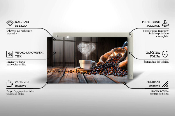 Herdabdeckplatte glas Kaffeetasse und Herz