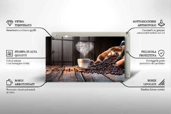 Herdabdeckplatte glas Kaffeetasse und Herz