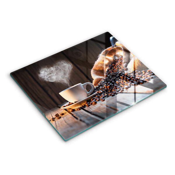 Herdabdeckplatte glas Kaffeetasse und Herz