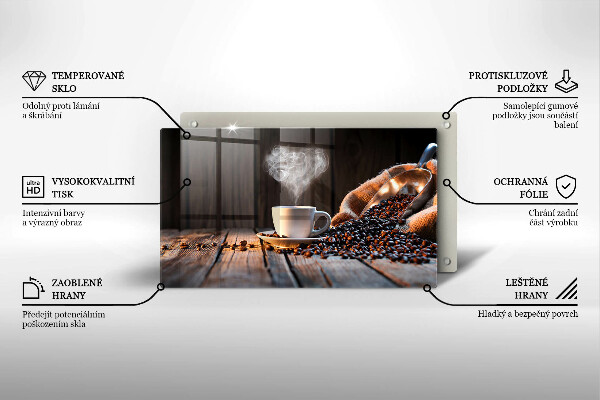 Herdabdeckplatte glas Kaffeetasse und Herz