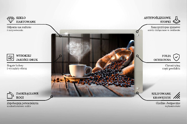 Herdabdeckplatte glas Kaffeetasse und Herz