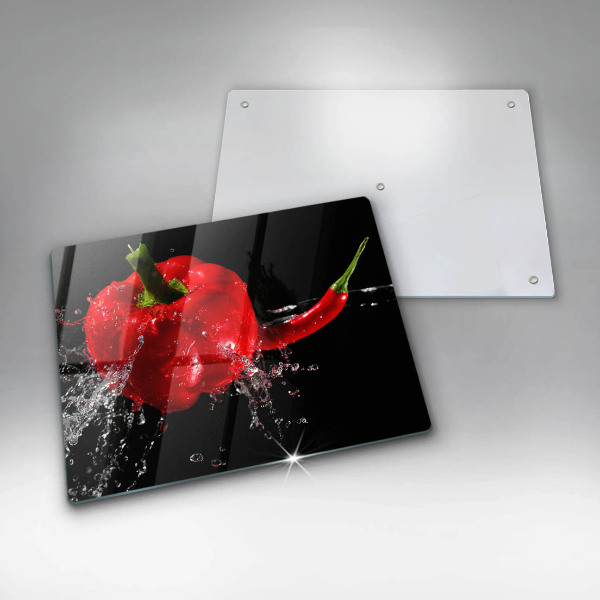 Herdabdeckplatte glas Rote Paprika in Wasser