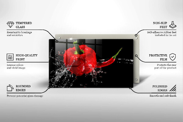 Herdabdeckplatte glas Rote Paprika in Wasser