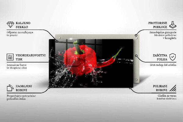 Herdabdeckplatte glas Rote Paprika in Wasser