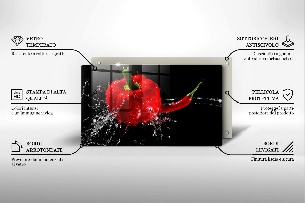 Herdabdeckplatte glas Rote Paprika in Wasser